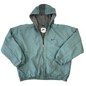 Vintage 90s Nike Big Swoosh Embroidered Quilt Lined Logo Puffer Jacket (Sz XL)